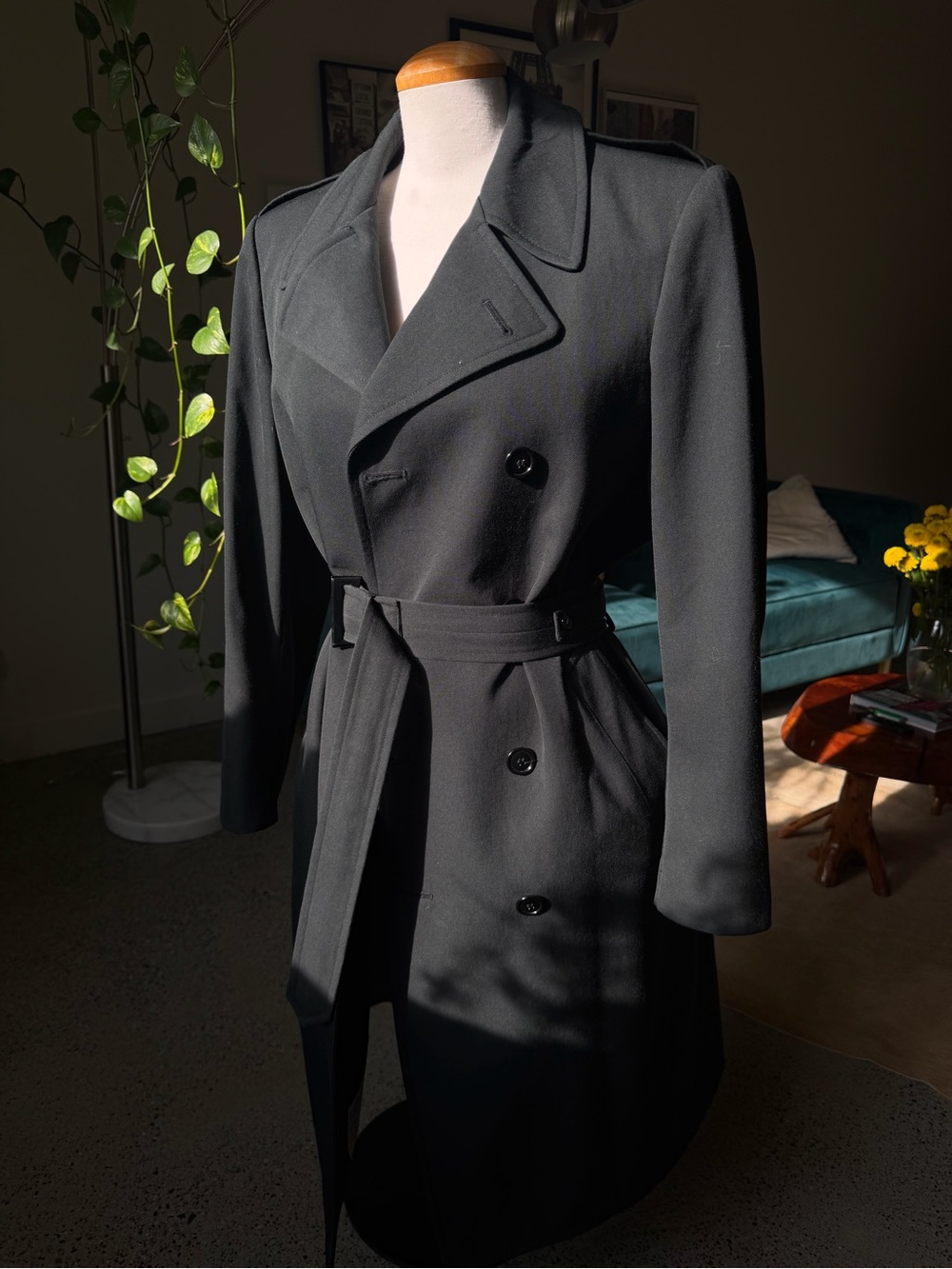 Classic Vintage Military Trench Coat with Belt